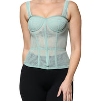 Dolce & Gabbana Green Cotton Bustier Corset Sleeveless Top