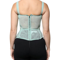 Dolce & Gabbana Green Cotton Bustier Corset Sleeveless Top