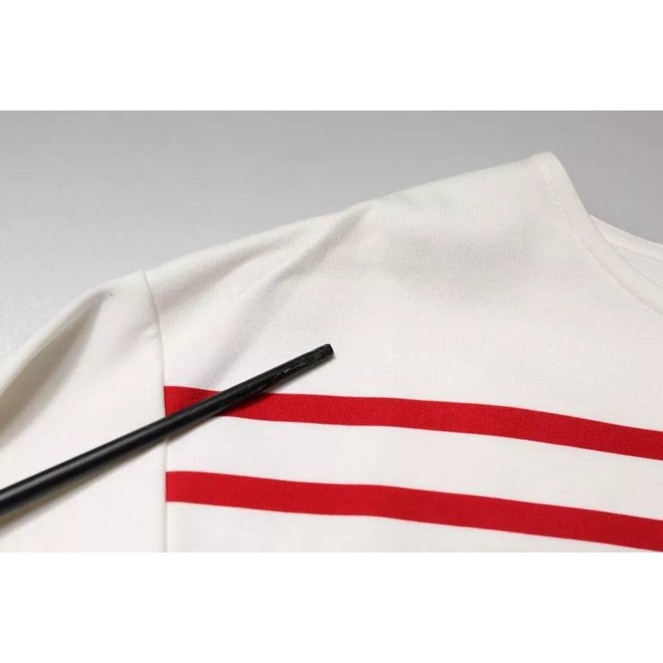 Dolce &amp; Gabbana White Red Stripes Cotton Long Sleeves Top