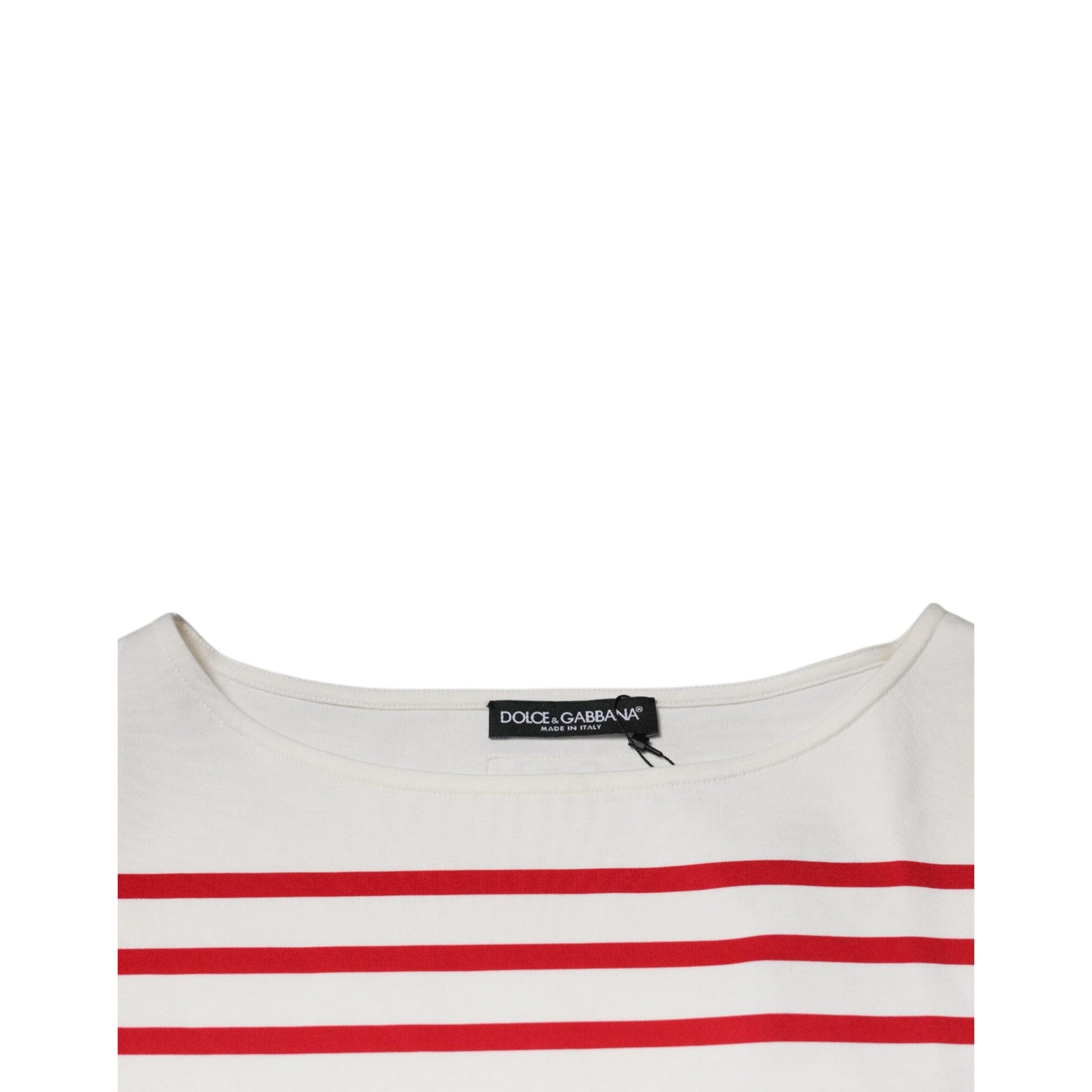 Dolce &amp; Gabbana White Red Stripes Cotton Long Sleeves Top