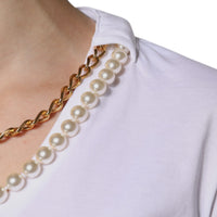 Dolce & Gabbana White Cotton Necklace Chain Short Sleeves T-shirt