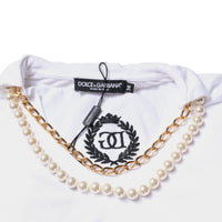 Dolce & Gabbana White Cotton Necklace Chain Short Sleeves T-shirt