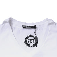 Dolce & Gabbana White Cotton Necklace Chain Short Sleeves T-shirt