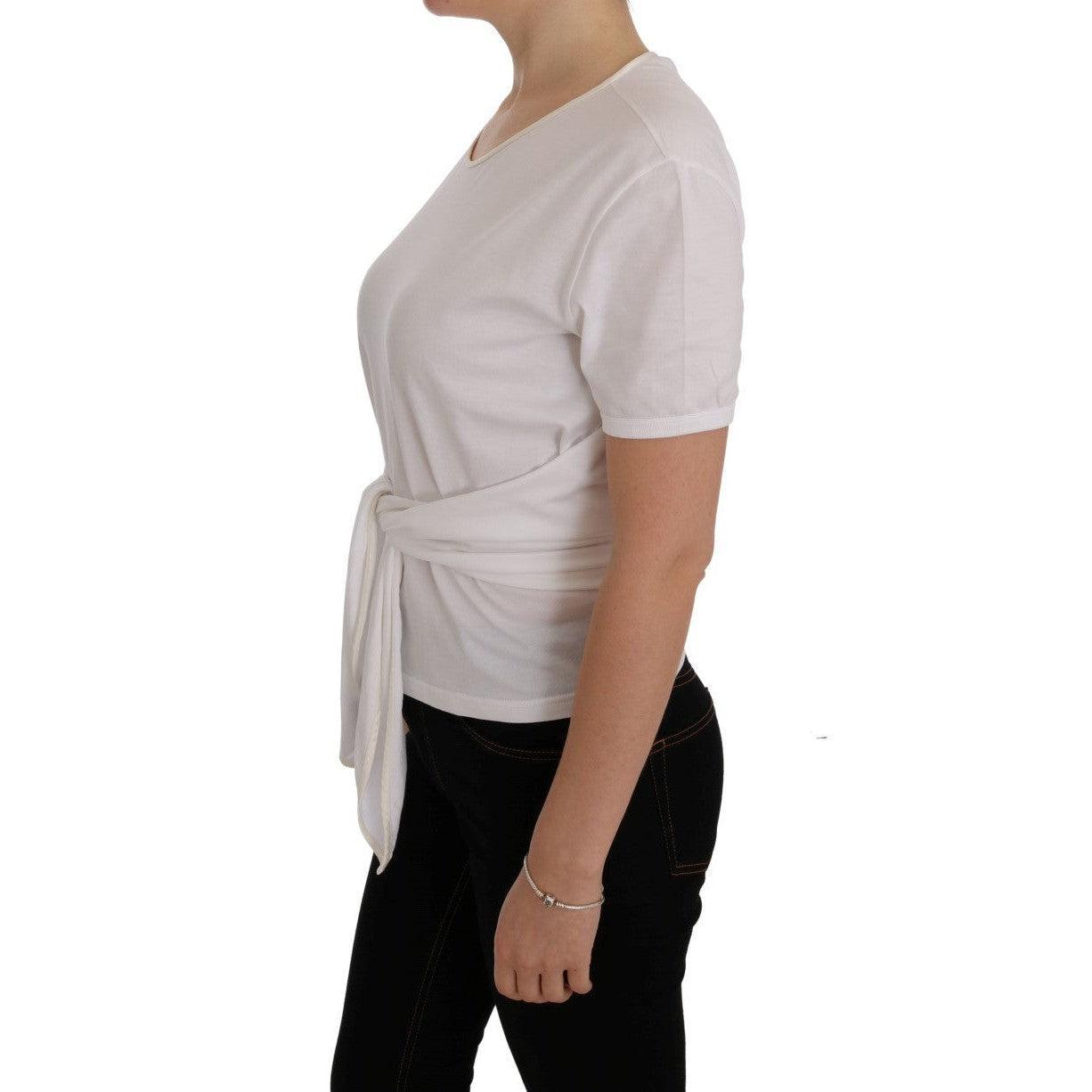Dolce &amp; Gabbana Elegant White Wrap Blouse with Crystal Accents