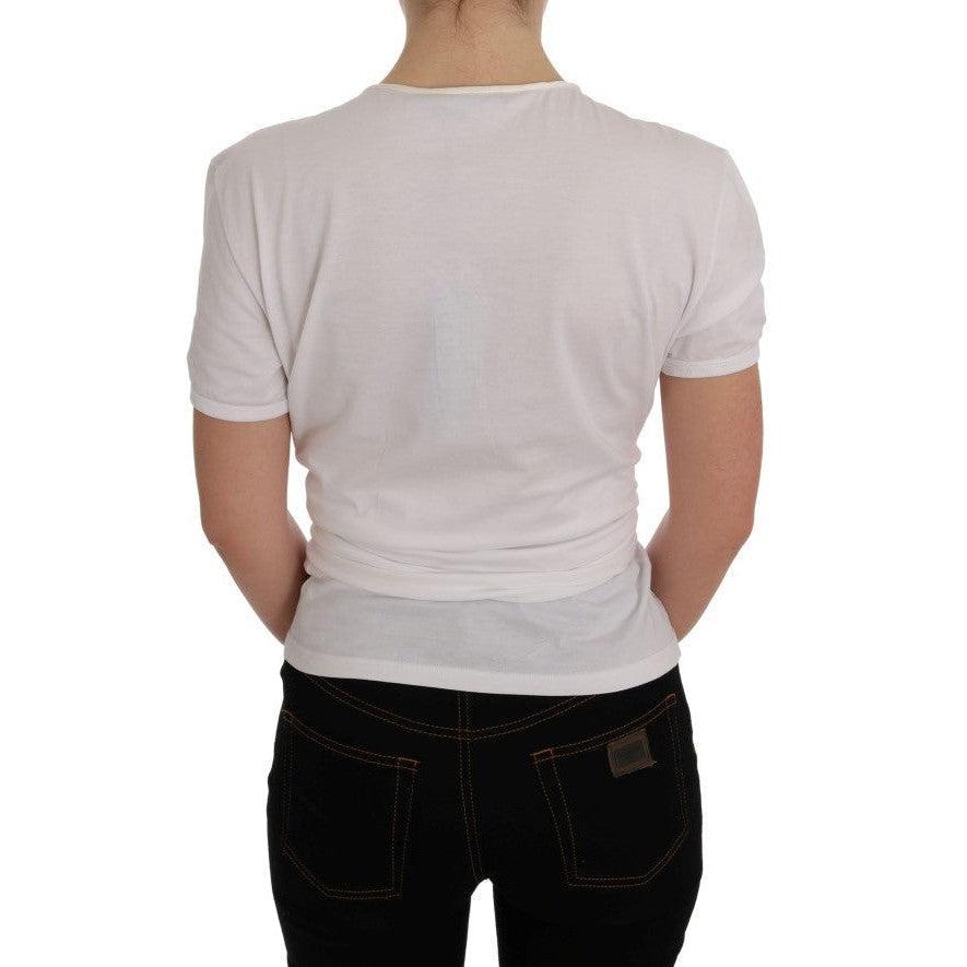 Dolce &amp; Gabbana Elegant White Wrap Blouse with Crystal Accents