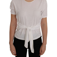 Dolce & Gabbana Elegant White Wrap Blouse with Crystal Accents