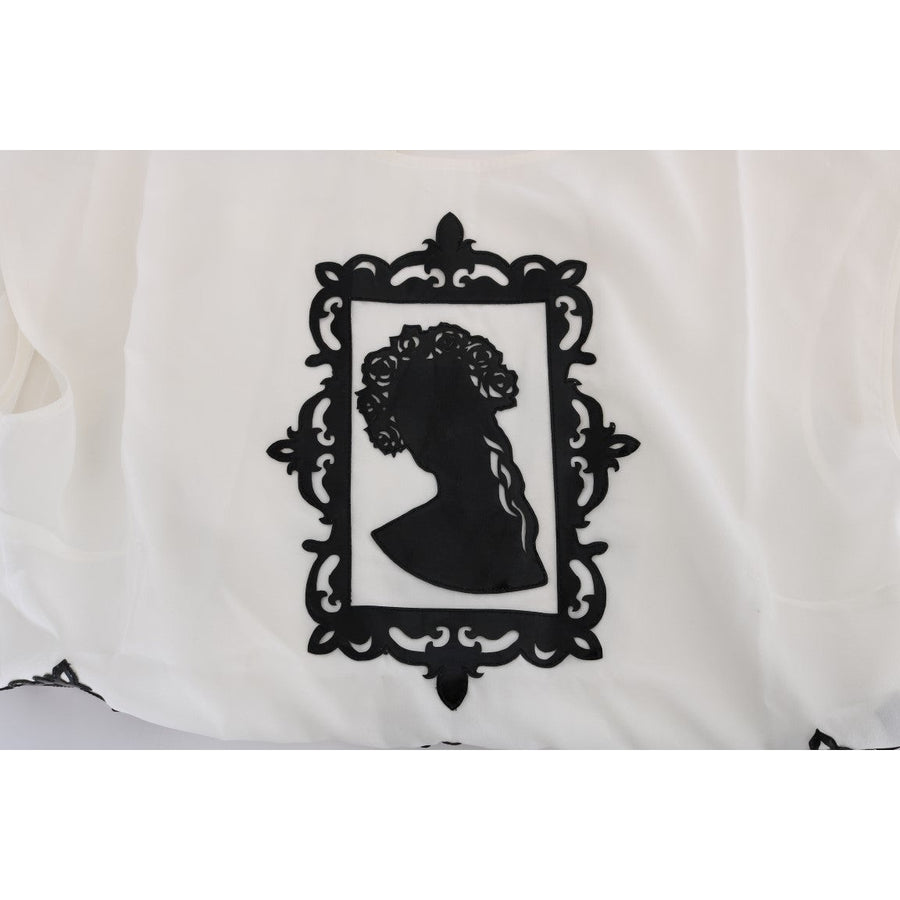 Dolce & Gabbana Embroidered Silk Sicily Frame Blouse