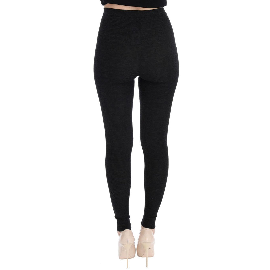 Dolce & Gabbana Elegant High-Waist Wool Tights Pants in Dark Gray
