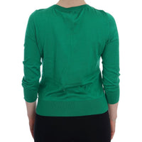 Dolce & Gabbana Embellished Green Silk Pullover Sweater