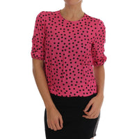 Dolce & Gabbana Chic Pink Polka Dotted Silk Blouse