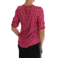 Dolce & Gabbana Chic Pink Polka Dotted Silk Blouse