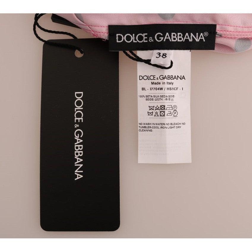 Dolce &amp; Gabbana Chic Pink Polka Dotted Silk Blouse