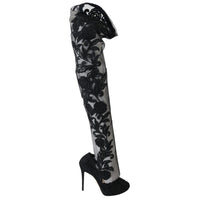 Dolce & Gabbana Embroidered Floral Over-Knee Boots