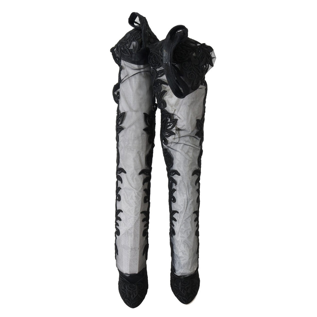 Dolce & Gabbana Embroidered Floral Over-Knee Boots