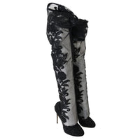 Dolce & Gabbana Embroidered Floral Over-Knee Boots