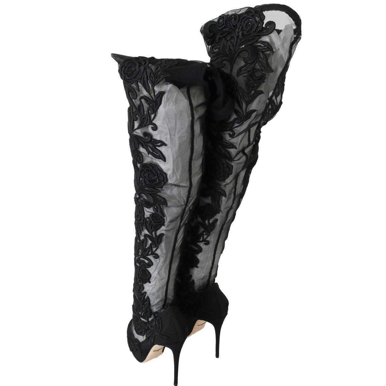 Dolce &amp; Gabbana Embroidered Floral Over-Knee Boots