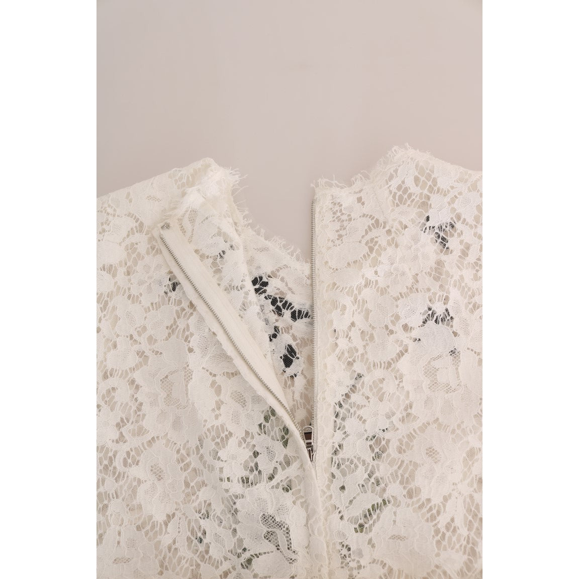 Dolce &amp; Gabbana Elegant White Lace Embellished Mini Blouse