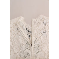 Dolce & Gabbana Elegant White Lace Embellished Mini Blouse