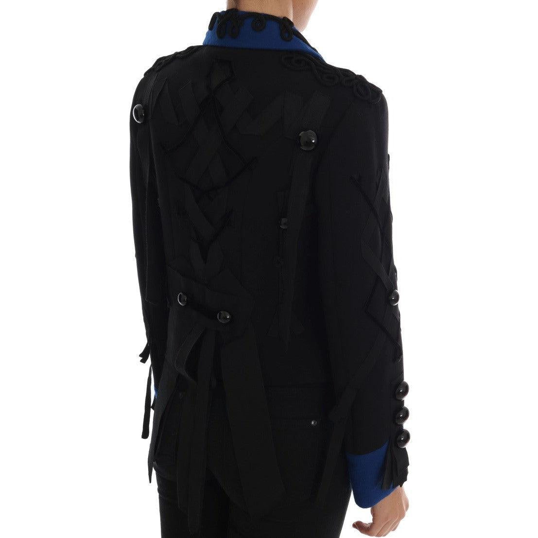 Dolce &amp; Gabbana Chic Black &amp; Blue Short Trench Jacket
