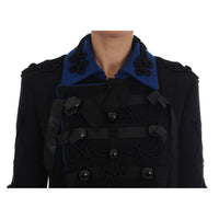 Dolce & Gabbana Chic Black & Blue Short Trench Jacket