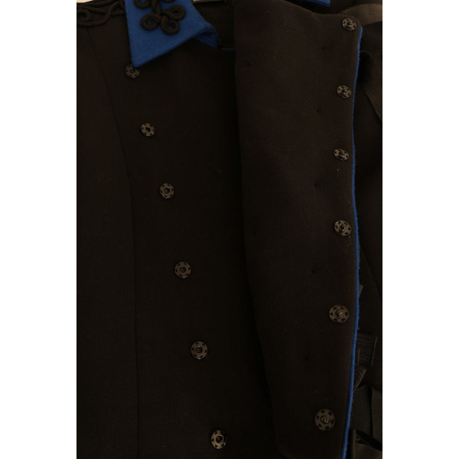 Dolce & Gabbana Chic Black & Blue Short Trench Jacket