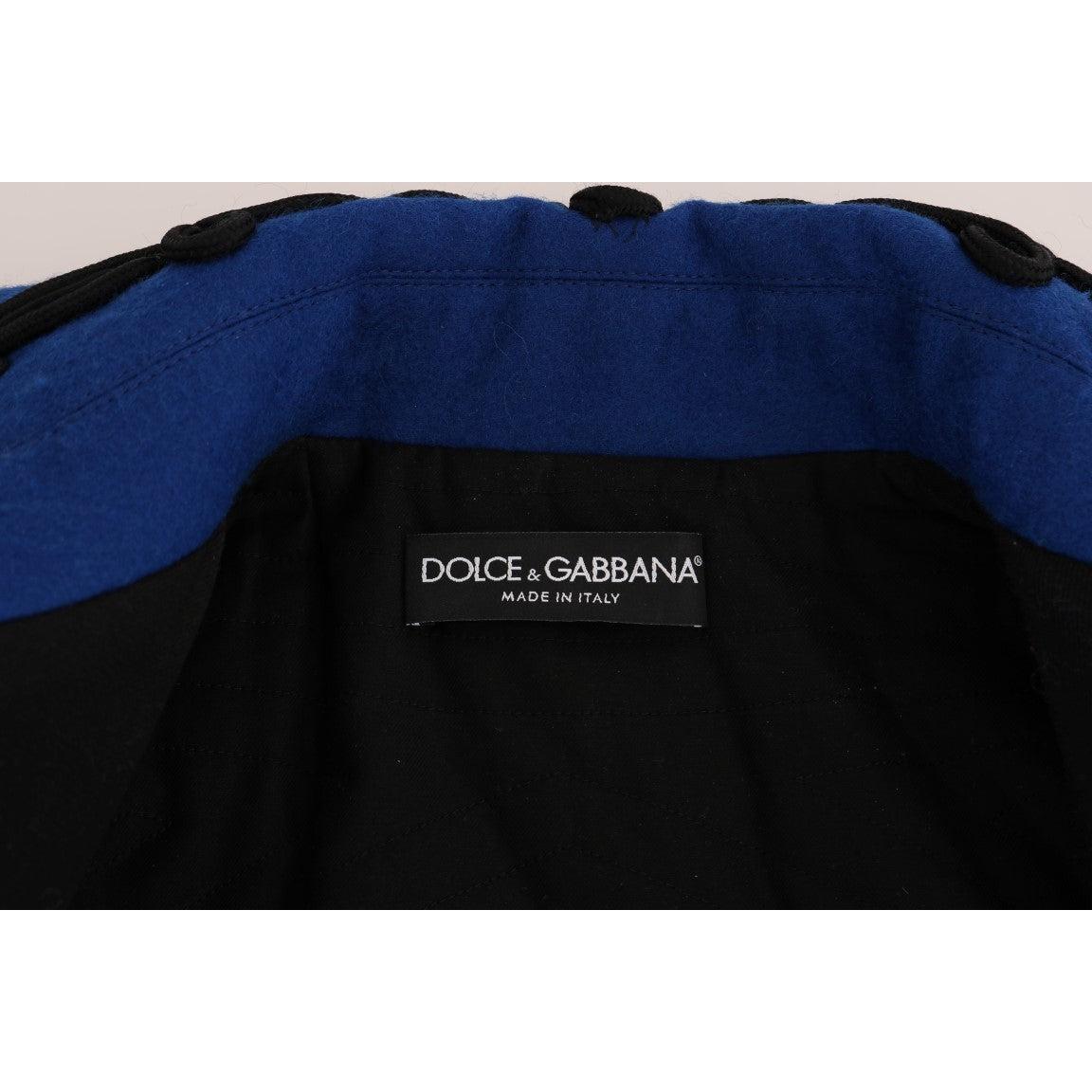 Dolce &amp; Gabbana Chic Black &amp; Blue Short Trench Jacket