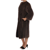 Dolce & Gabbana Elegant Brown Raccoon Fur Knee-Length Coat