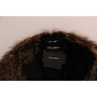 Dolce & Gabbana Elegant Brown Raccoon Fur Knee-Length Coat