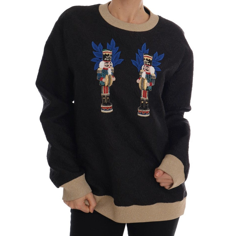 Dolce & Gabbana Enchanted Sequined Black Brocade Sweater