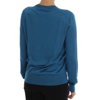 Dolce & Gabbana Blue Silk Sequined Capri Pullover Sweater