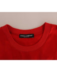 Dolce & Gabbana Red Silk Floral Embroidered Elegance Top