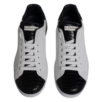 Dolce & Gabbana White Leather Logo Portofino Sneaker Shoes