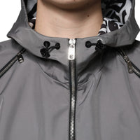 Dolce & Gabbana Gray Polyester Hooded Men Full Zip Jacket