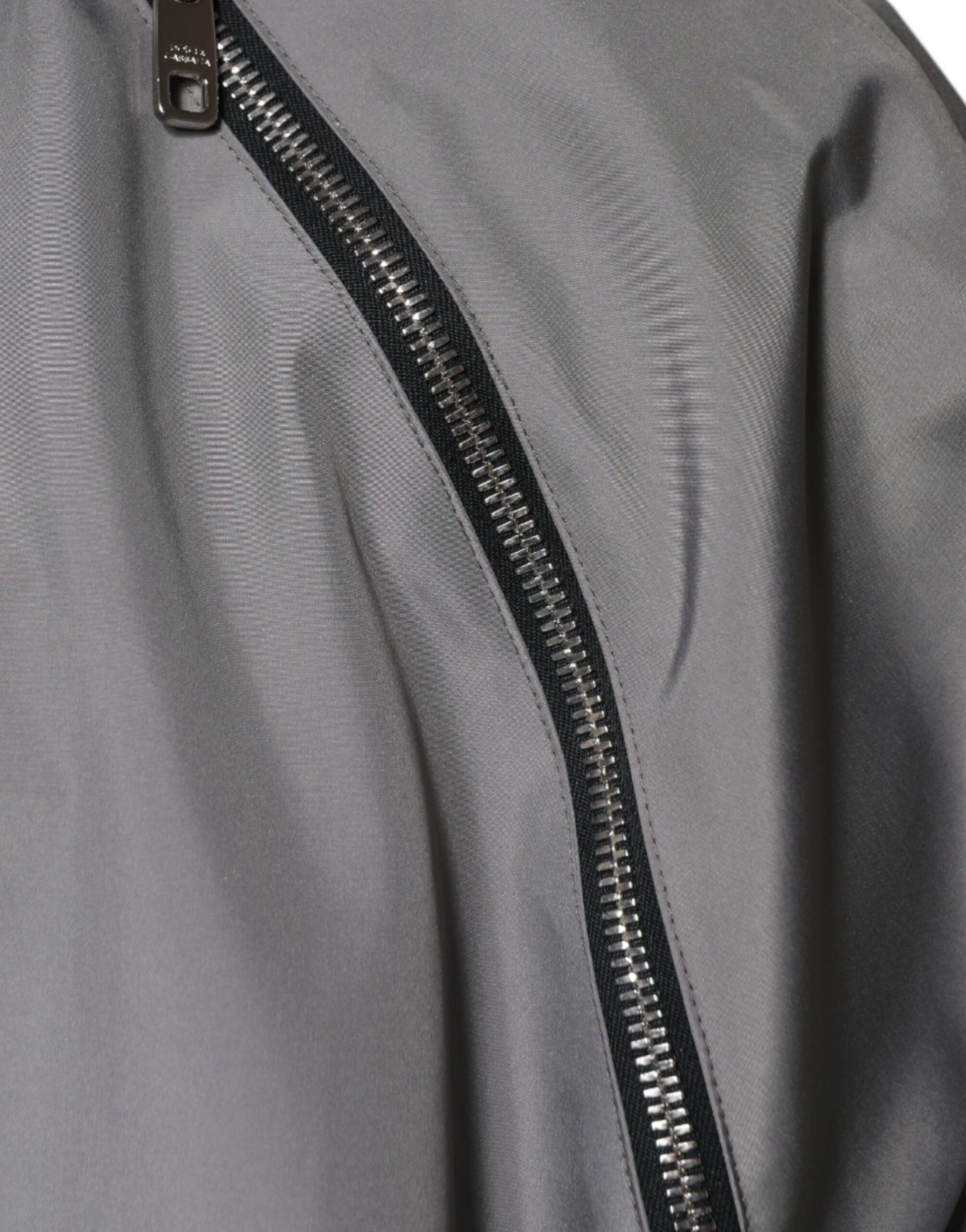Dolce &amp; Gabbana Gray Polyester Hooded Men Full Zip Jacket