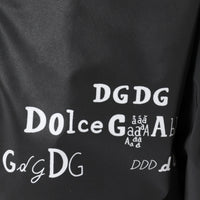 Dolce & Gabbana Black Floral Nylon Full Zip Bomber Jacket