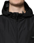Dolce & Gabbana Black Polyester Hooded Men Full Zip Jacket