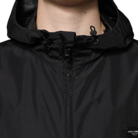 Dolce & Gabbana Black Polyester Hooded Men Full Zip Jacket