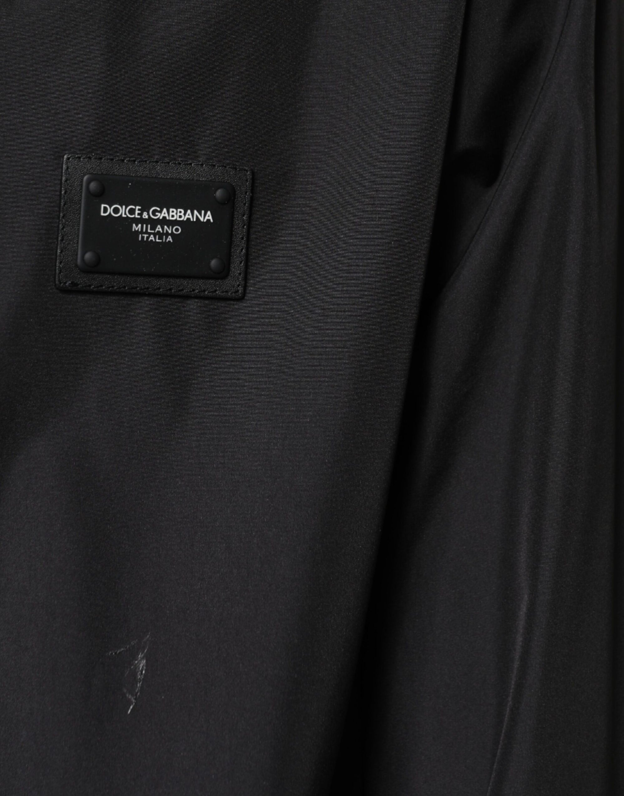 Dolce &amp; Gabbana Black Polyester Hooded Men Full Zip Jacket