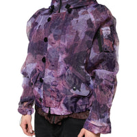 Dolce & Gabbana Purple Camouflage Hooded Men Blouson Jacket