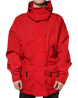 Dolce & Gabbana Red Nylon Hooded Men Full Zip Parka Jacket