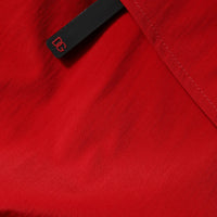 Dolce & Gabbana Red Nylon Hooded Men Full Zip Parka Jacket