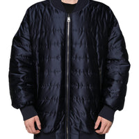 Dolce & Gabbana Dark Blue Quilted Full Zip Bomber Jacket