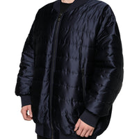 Dolce & Gabbana Dark Blue Quilted Full Zip Bomber Jacket