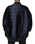 Dolce & Gabbana Dark Blue Quilted Full Zip Bomber Jacket