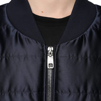 Dolce & Gabbana Dark Blue Quilted Full Zip Bomber Jacket