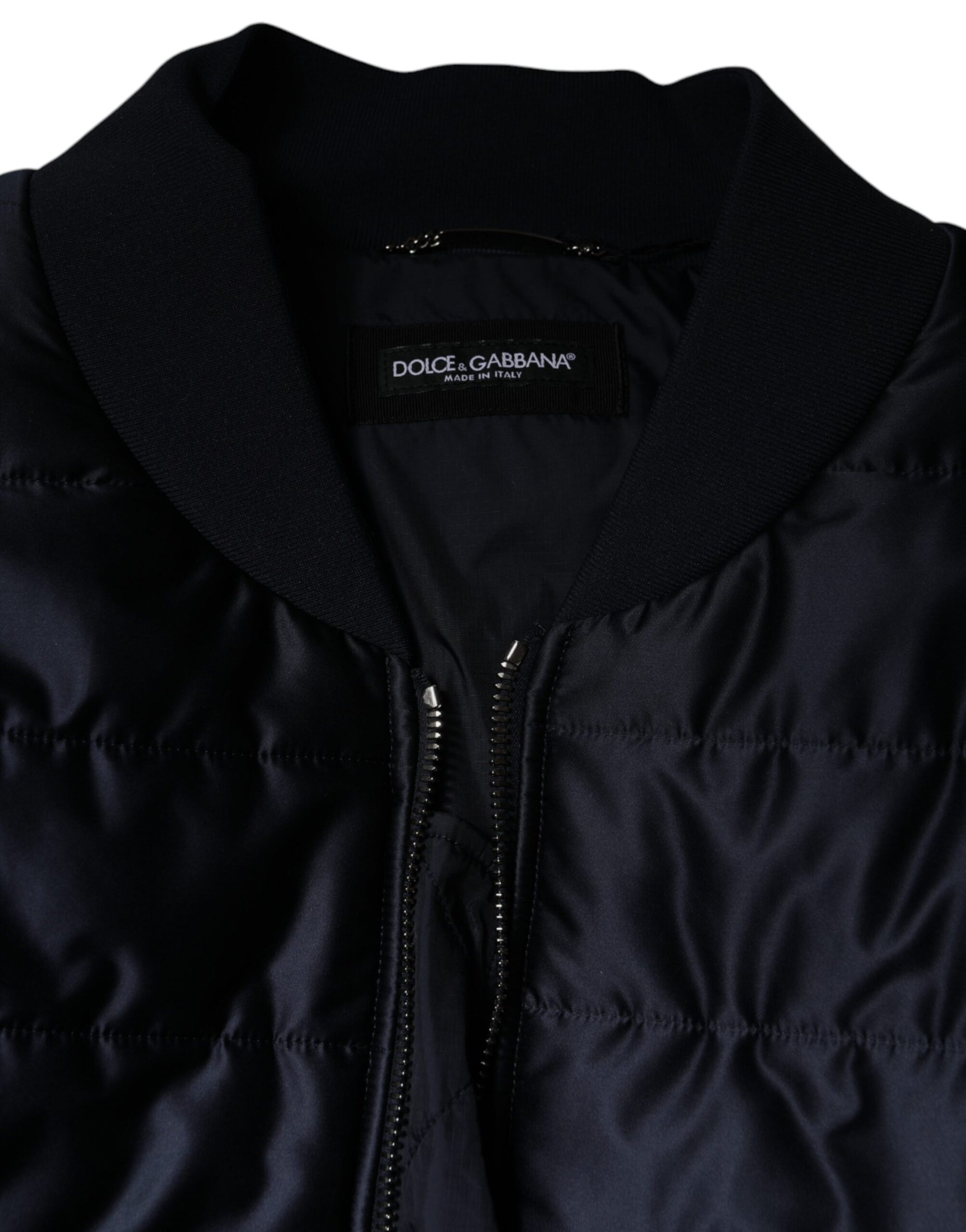 Dolce &amp; Gabbana Dark Blue Quilted Full Zip Bomber Jacket