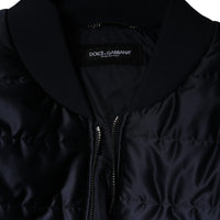 Dolce & Gabbana Dark Blue Quilted Full Zip Bomber Jacket