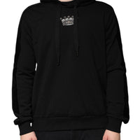 Dolce & Gabbana Black Crown Cotton Hooded Sweatshirt Sweater