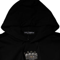 Dolce & Gabbana Black Crown Cotton Hooded Sweatshirt Sweater