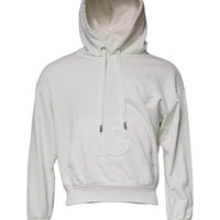 Dolce & Gabbana White Logo Hooded Pullover Men Sweatshirt Sweater